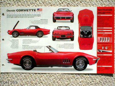 1969 chevrolet corvette 427 l88 / l-88 imp brochure