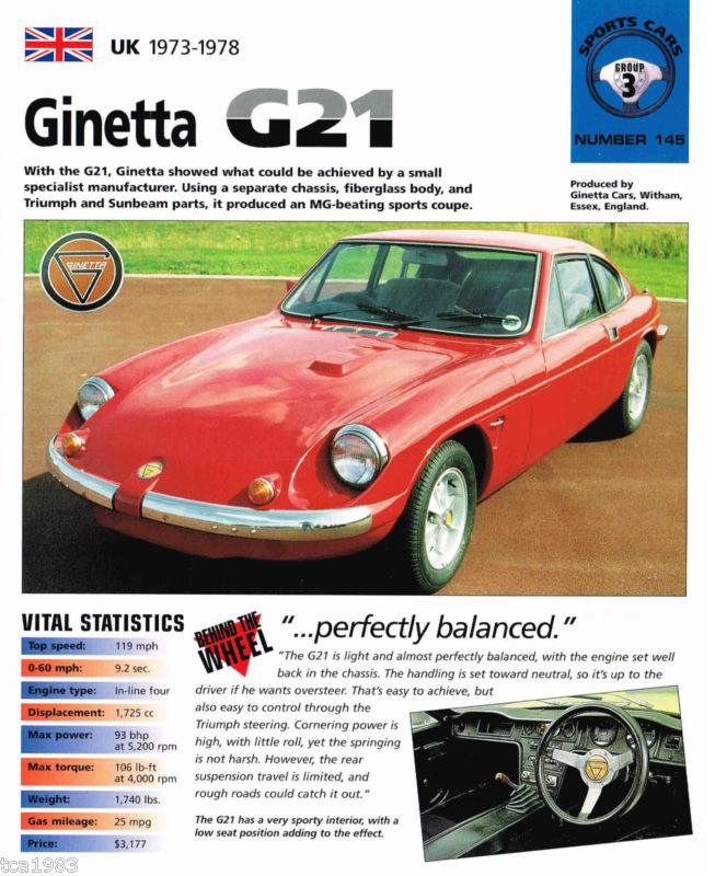 GINETTA G21 IMP Brochure, G-21: 1975,1976,1977,........, US $12.00, image 3