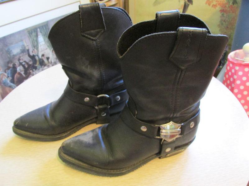 Harley davidson - womens western style motorcycle boots - size 6 - black leather