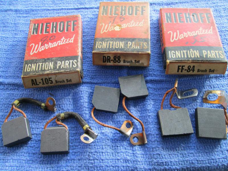Niehoff  brush set's,  al-105, dr-88, ff-84,   generator, starter, vintage nos