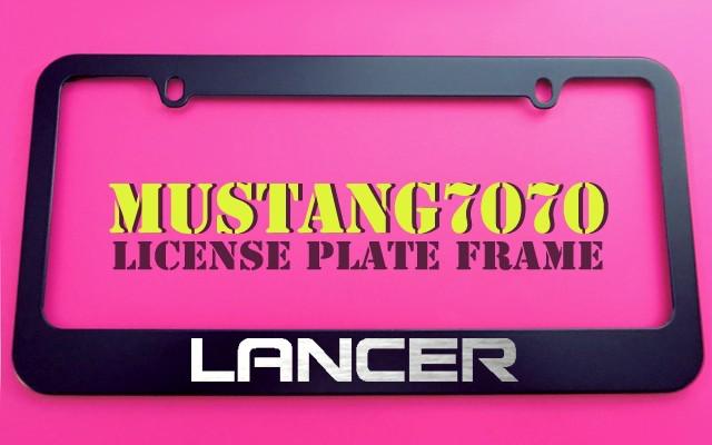 1 brand new mitsubishi lancer black metal license plate frame + screw caps
