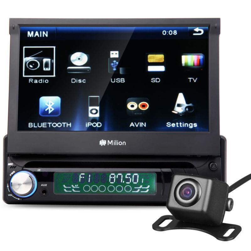 7" in dash 1 din car stereo dvd player bluetooth touch monitor mp3 ipod + camera