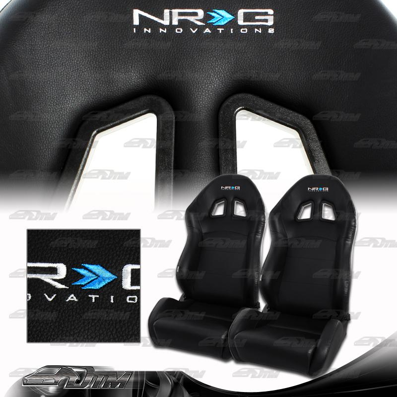 Sell 1x Pair Universal NRG Black PVC Faux Leather Reclinable Racing