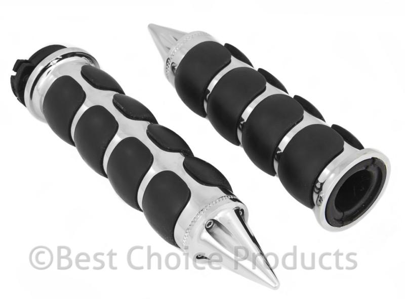 Motorcycle chrome black hand grips handlebar end grips 1" for harley yamaha new