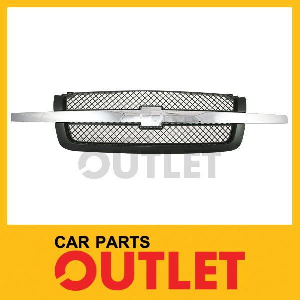 2003-2005 silverado 1500hd mesh primered grille chrome bar avalanche no cladding