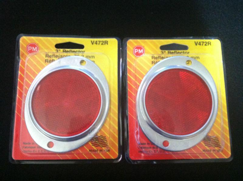 3" peterson round truck semi trailer mail box reflex reflectors (2)red