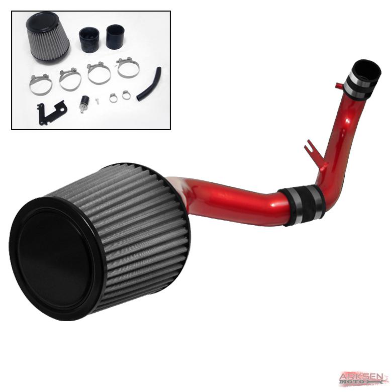 01-05 honda civic ex jdm red cold air intake induction + filter system set