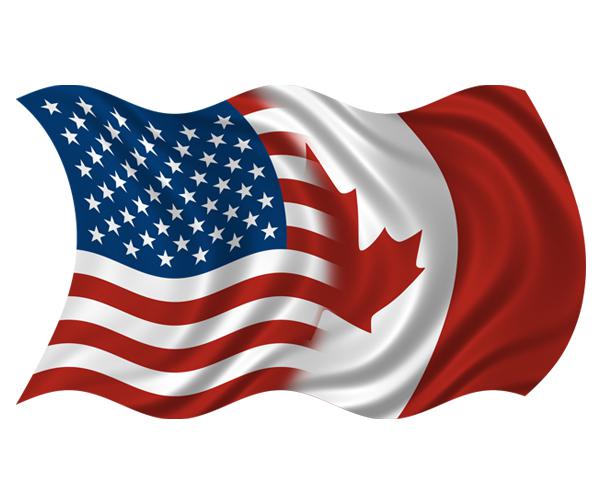 Sell American Canadian Waving Flag Decal 5"x3" USA Canada Vinyl Car