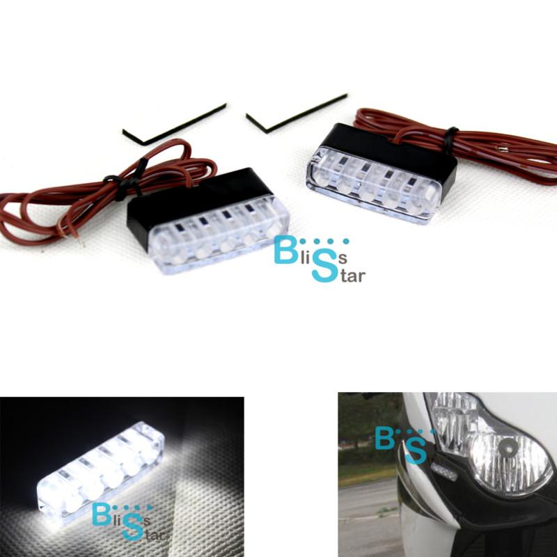 White led motorcycle turn signals blinker front rear foot peg light faring flush