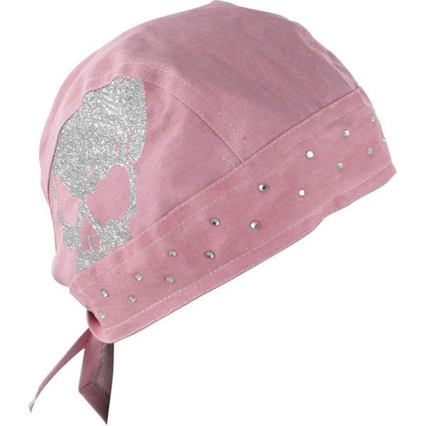 Pink with white skull zan headgear highway honeys flydanna