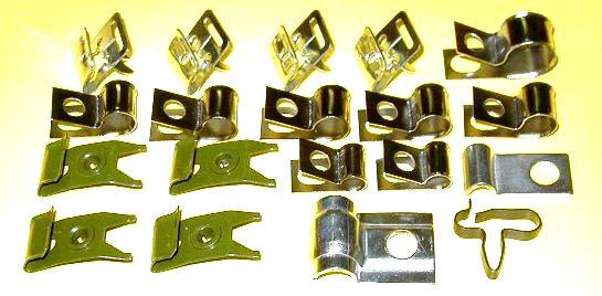 1963-1965 corvette brake and gas line clip set 19 pieces
