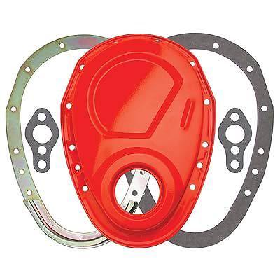 Trans-dapt timing cover timing chain cover orange sm block chevy 2 piece