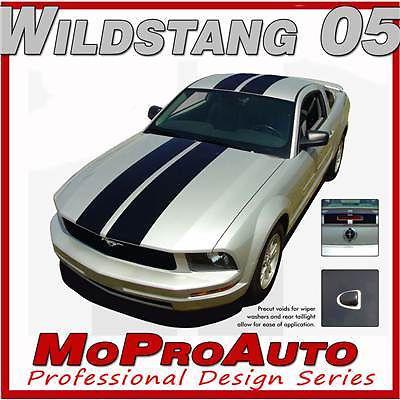 Stang ford mustang - 3m pro vinyl racing stripes hood roof decals 2005 118