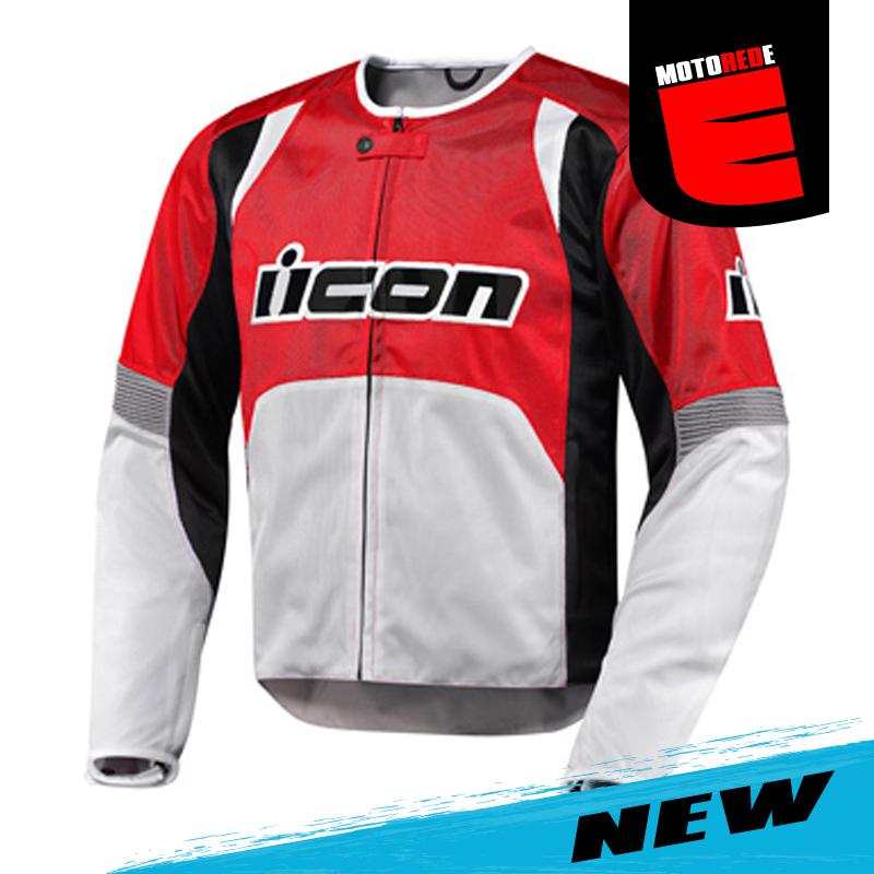 Icon overlord motorcycle textile jacket red black gray medium med m