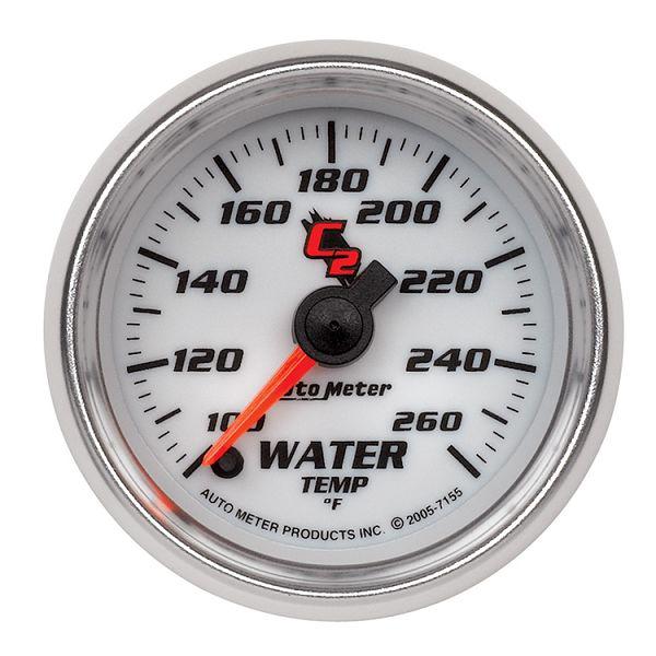 Auto meter 7155 c2 2 1/16" electric water temperature gauge 100-260˚f