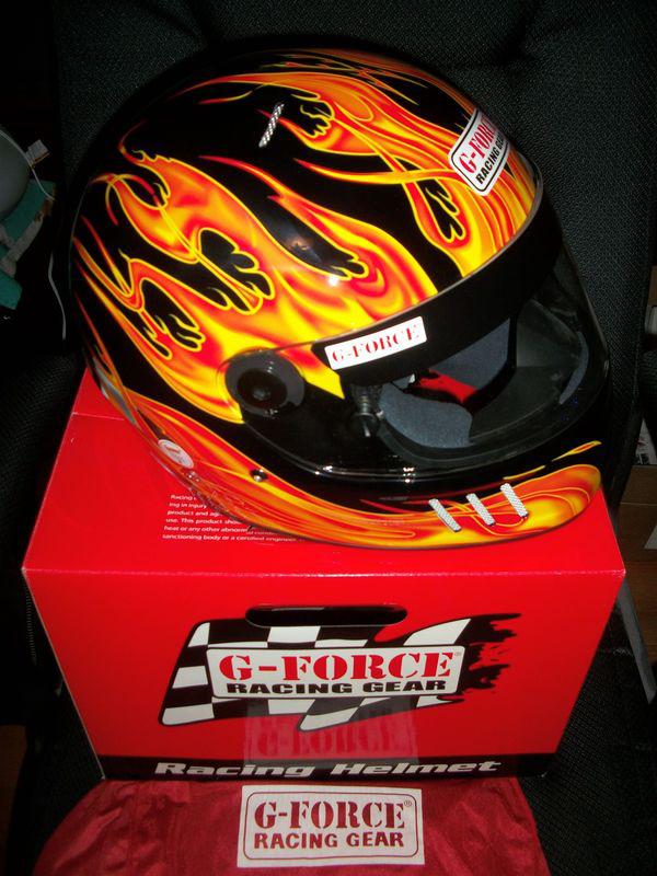 New g-force extra large eliminator x full face helmet black with flames 