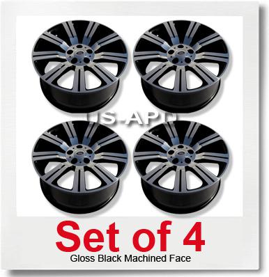 4 new land/range rover gloss black machined face wheels 20x9.5 rims w/logo cap