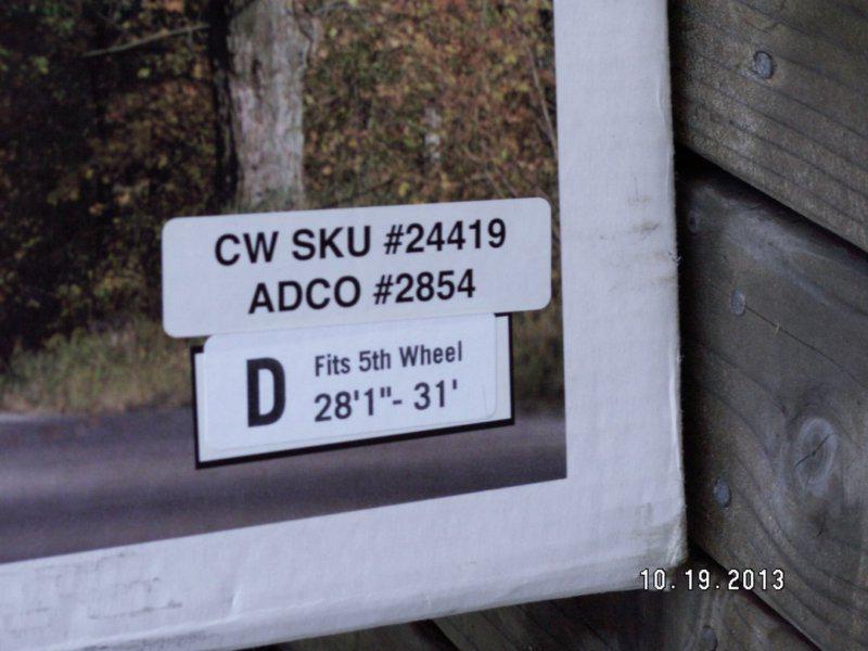 ADCO 5TH WHEEL 2854 TYVEX COVER 28'1