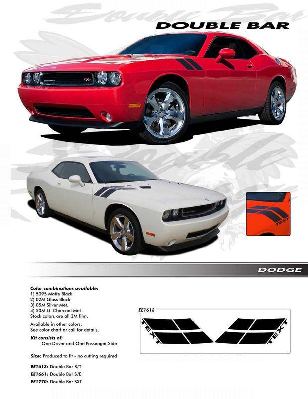 Dodge challenger double bar hash marks decals stripes emblems trim graphics kit 