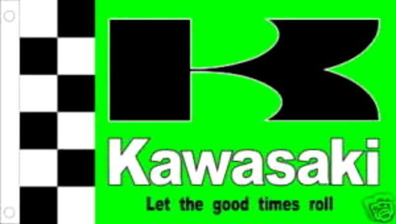 Kawasaki motors flag 3x5' green checkered banner jx*