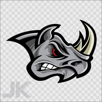 Decal stickers rhino angry head mammal rhinocerotidae grey 0500 ka4aa