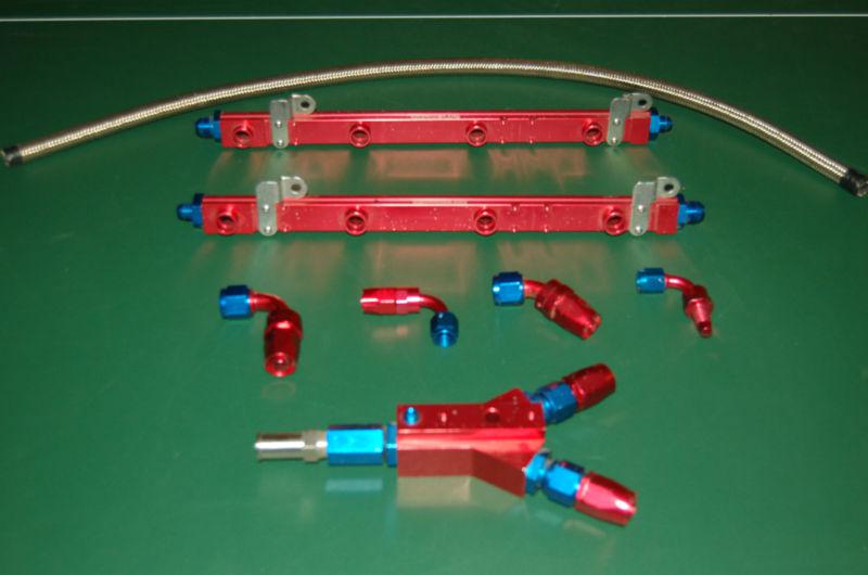 Motoblue red anodized fuel rail kit