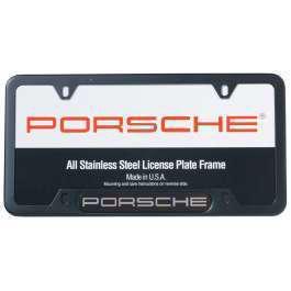 New genuine porsche license plate frame in black stainless steel screw hiders