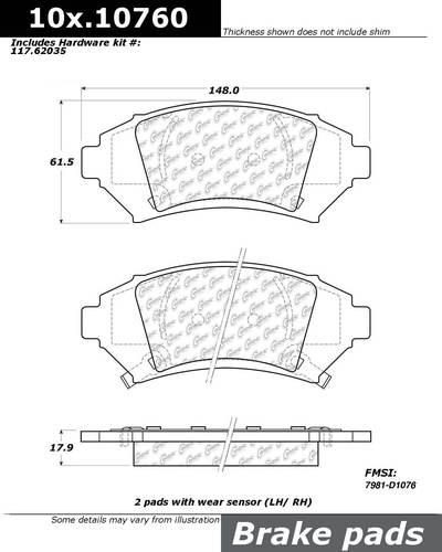 Centric 106.10760 brake pad or shoe, front