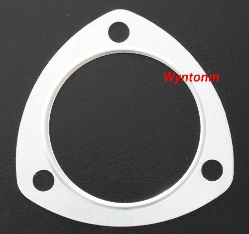 2.5&#034; aluminum exhaust gasket collector cat-back pipe 3 hole w/fire ring 2 1/2&#034;