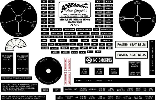 Beechcraft staggerwing interior placard kit