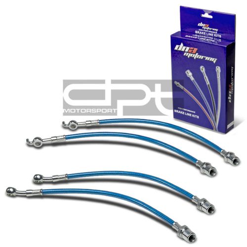 4pc full f+r stainless steel hose brake line 01-05 lexus is300 altezza xe10 blue