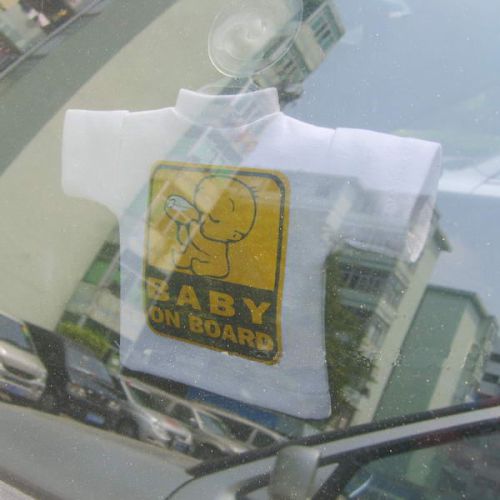 Car cute mini decorative t-shirt w/ suction cup baby on board