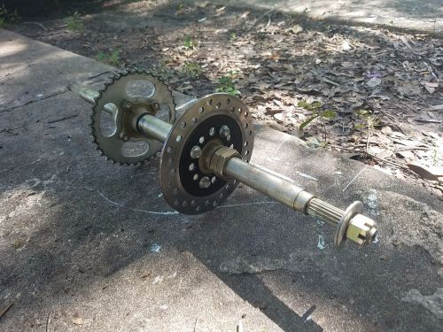 Tao tao complete axle w/rotor, w/sprocket and nuts. .95"x25.7", fits late models