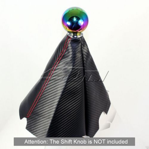 Sell JDM Red Stitch PVC Carbon Fiber Look Shifter Shift Knob Boot Cover