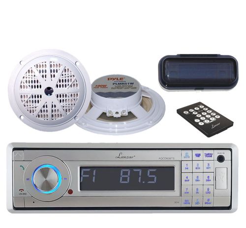 New cd mp3 am/fm usb sd silver bluetooth radio w/2 100w speakers and radio cover