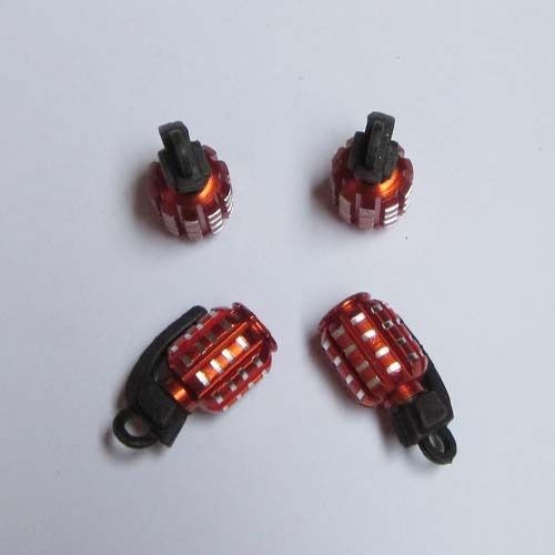4x orange silver metal grenade car bike tyre valve dust caps cool do1