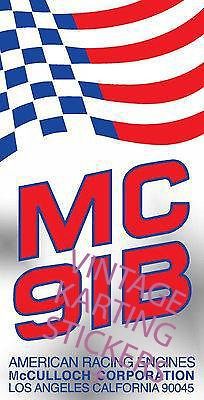 Vintage go kart, mcculloch engine id, mc91b, sticker, decal, reproduction