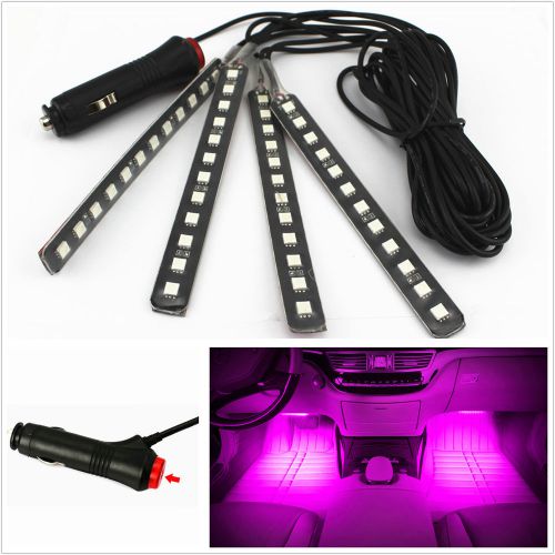 4x12 led purple lamp car interior cigarette lighter plug decor atmosphere lights