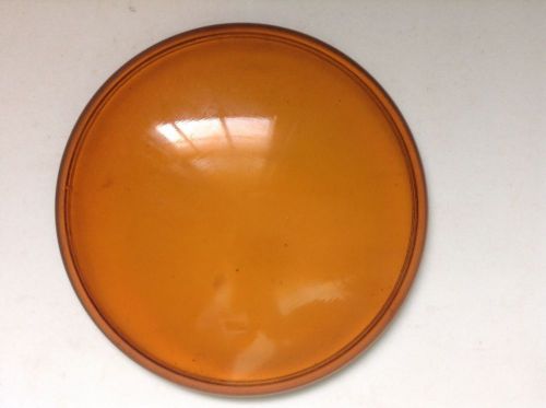 Vintage amber glass lens old 4 11/16" fog turn signal traffic light lamp
