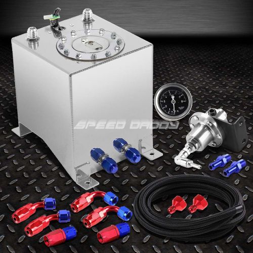 2.5 gallon aluminum fuel cell tank+cap+feed line kit+pressure regulator silver
