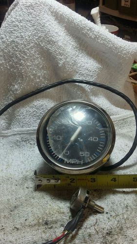 Faria 50 mph speedometer seo560a blue face &amp; silver bezel 4' marine boat w/ cor