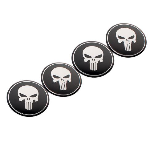 4x car suv pickup wheel center caps punisher skull logo hub rim cover sticker