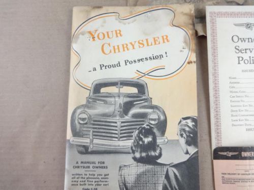 1937 ? chrysler owners manual, owners card &amp; service policy original
