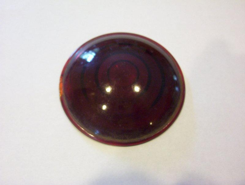 VINTAGE 3 DARK RED ROUND GLASS LENSES ABOUT 1/2