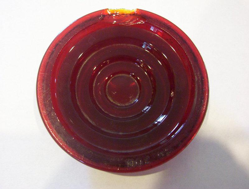VINTAGE 3 DARK RED ROUND GLASS LENSES ABOUT 1/2
