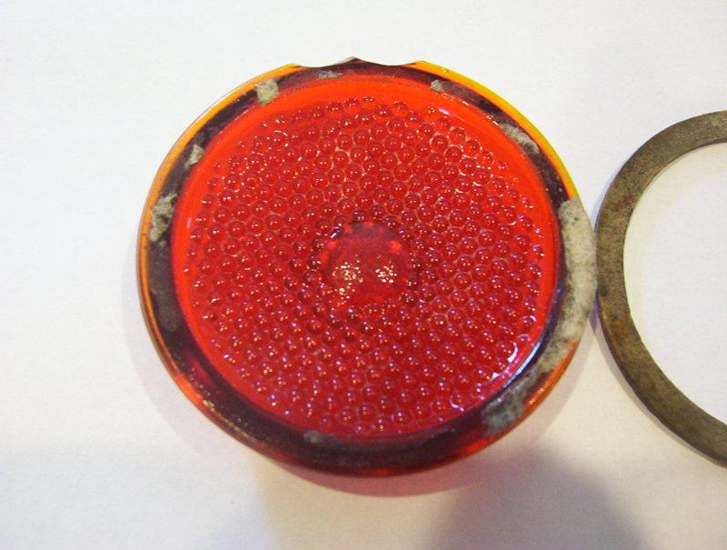 VINTAGE 3 DARK RED ROUND GLASS LENSES ABOUT 1/2