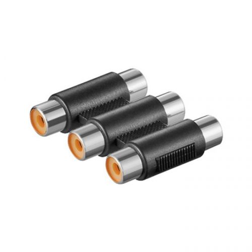 Rca connector 3-channel audio video adapter black female - female 3-fold