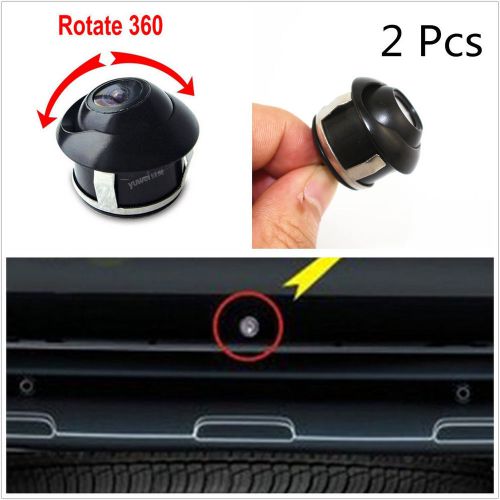 2 pcs autos front rear 360° rotatable reverse backup parking ccd mini camera kit
