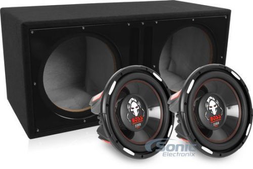 2) boss p126dvc 12&#034; 1150w rms dual 4 ohm subwoofers w/ dual ported enclosure box
