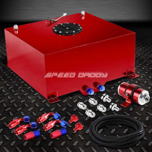15 gallon aluminum fuel cell tank+cap+feed line kit+30 micron inline filter red